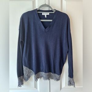 Derek Lam 10 Crosby Women’s Silk Blend Colorblock Sweater Blue & Gray (Size XS)